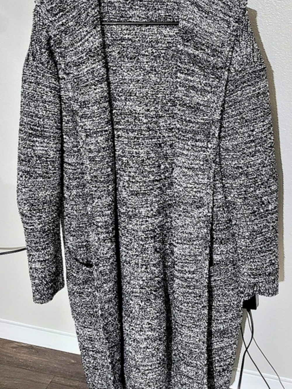 Barefoot Dreams CozyChic California Lounge Coat Cardigan Charcoal Black White S